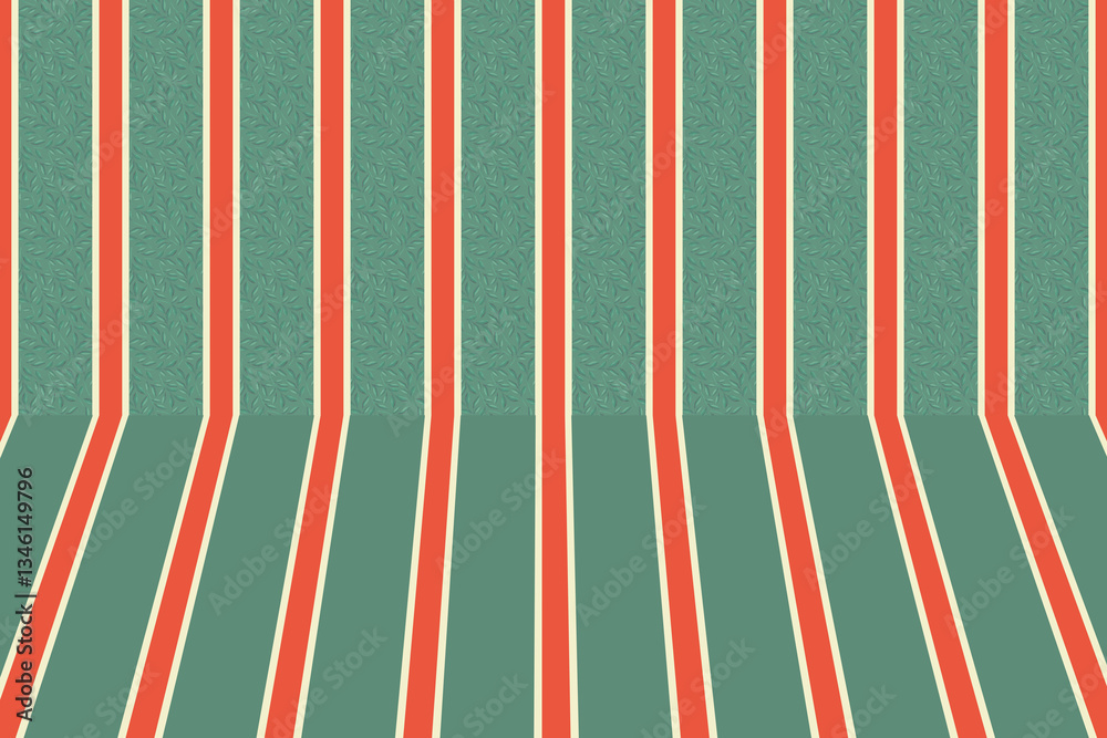 Retro background scene in striped wallpaper
