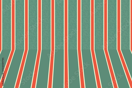 Obraz na płótnie Retro background scene in striped wallpaper w salonie