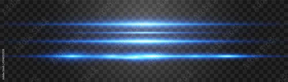 Vector abstract lights lines, laser beams on png. Glowing streaks on dark background. Luminous neon lines isolated on transparent background