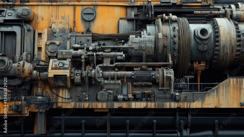 Rusty Industrial Machinery: A Detailed Close-up of Complex Gears, Pipes, and Mechanisms Rusty Industrial Machinery: A Detailed Close-up of Complex Gears, Pipes, and Mechanisms