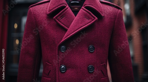 Wallpaper Mural A close up photo of a maroon overcoat on display Torontodigital.ca