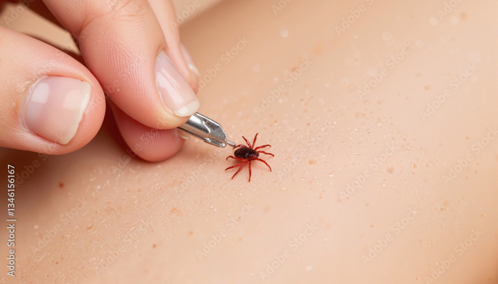 Obraz premium Removing tick from skin