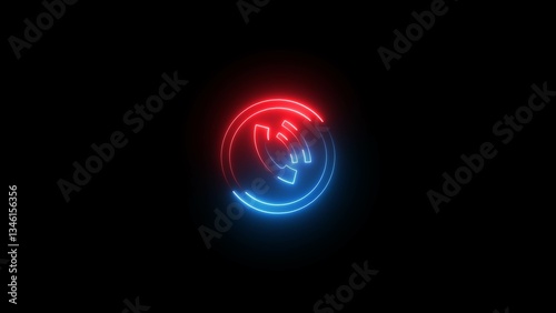  Neon Phone Call Icon Illustration.
