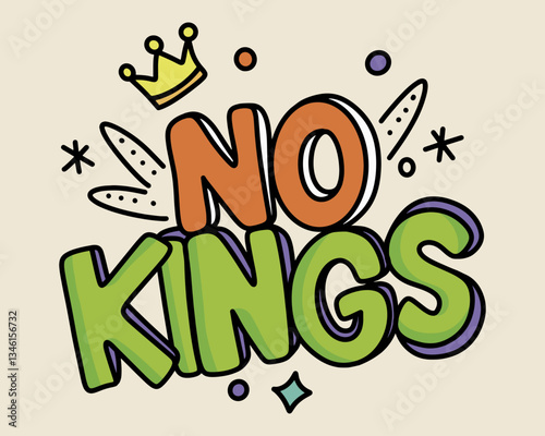 No Kings in America Print. Vector