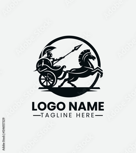 Gladiator in Chariot Logo Design, Chariot Gladiator Logo