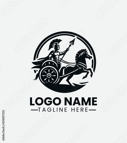 Gladiator in Chariot Logo Design, Chariot Gladiator Logo