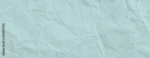 Crumpled paper background with a light blue color. The background features a textured, wrinkled pattern in blue, creating a soft, artistic look. Paper texture background vector. Blue background.