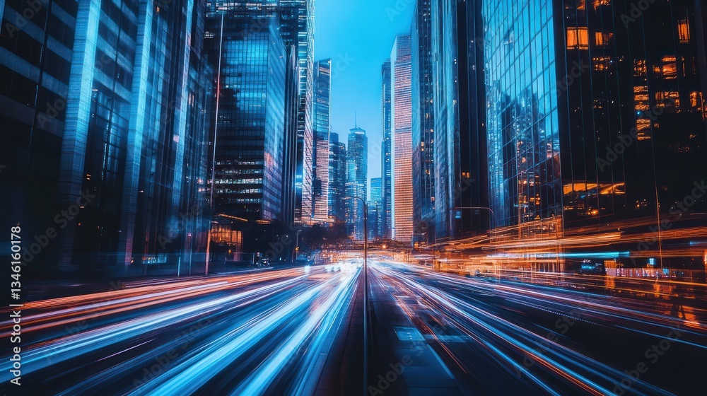 Naklejka premium City Lights: A Symphony of Speed and Urban Majesty