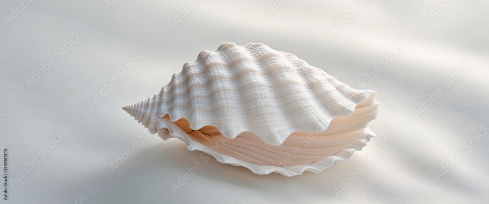 Delicate White Shell with Intricate Texture on Soft Background. Delicate White Shell with Intricate Texture on Soft Background.