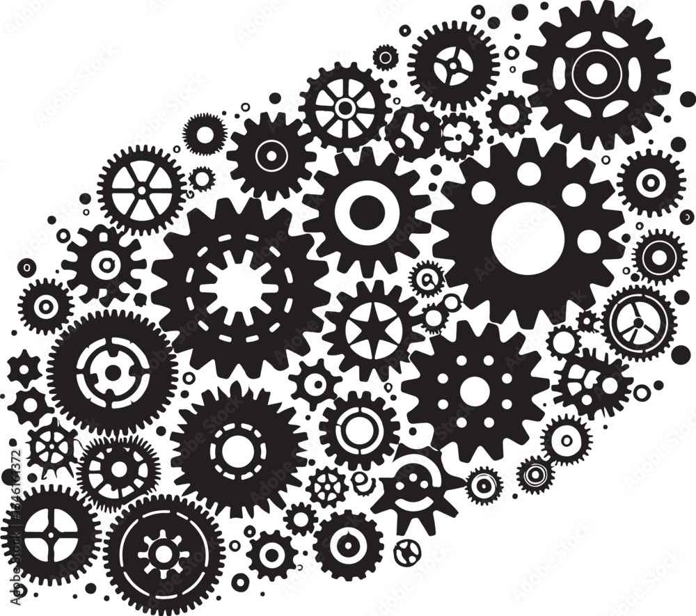 Mechanical Gear Silhouette Vector Set Mechanical Gear Silhouette Vector Set