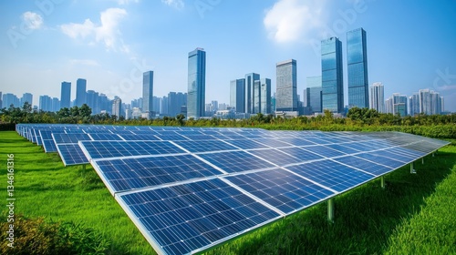 Solar Panels and Cityscape: A Sustainable Future