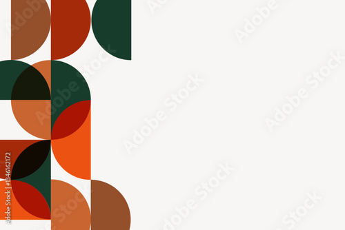 Orange Bauhaus border background, beige design vector