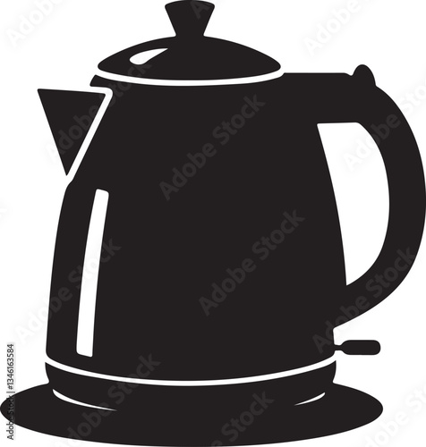  A Sleek and Functional Water Heater for Your Daily Brew, Stylish Electric Kettle is a simple black silhouette of an electric kettle.