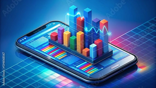 Wallpaper Mural mobile phone with graph on screen Torontodigital.ca