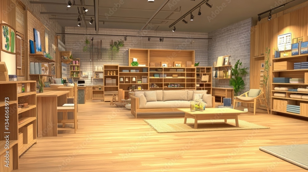 Interior view furniture department in store Interior view furniture department in store