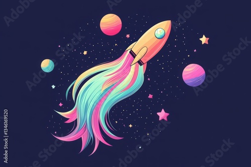 Cosmonautics Day. Abstract paper cut art of astronaut floating in space with planets, spaceship, and stars on a blue background