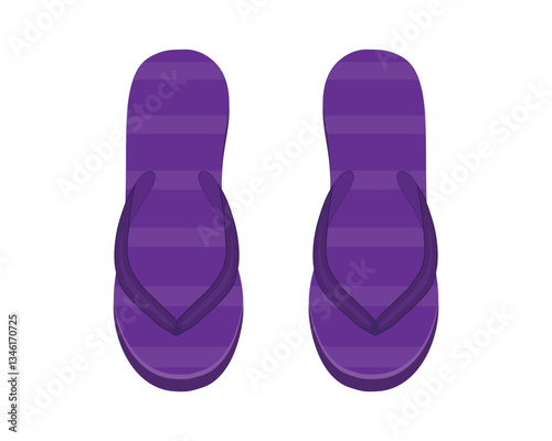 Vector design of a pair of purple striped sandals that are usually worn on the feet as footwear