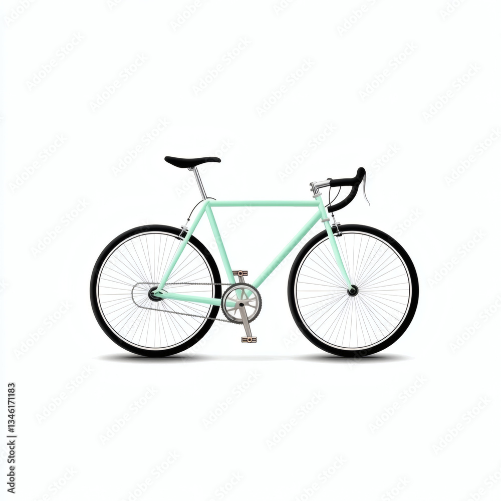 Fototapeta premium Minimalistic bicycle icon in mint green on a white background 