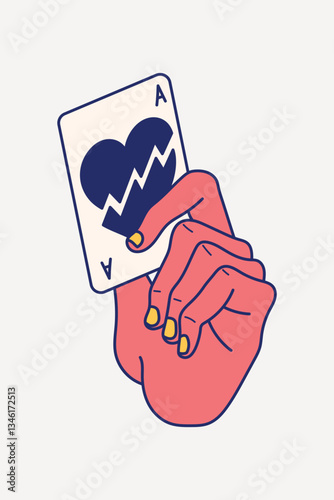 Hand holding play card illustration vector