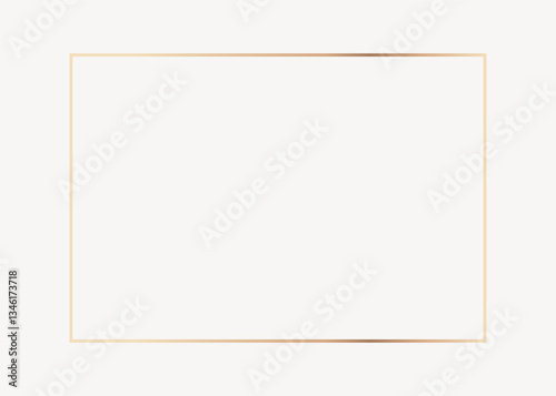 Golden frame, rectangular, design element vector