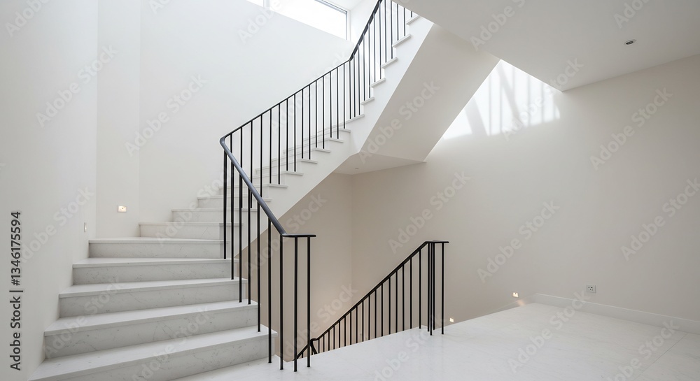 Fototapeta premium 白い階段 柔らかな光 ミニマルな空間