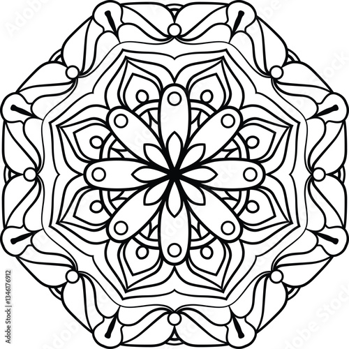 Intricate Floral Mandala Pattern for Coloring