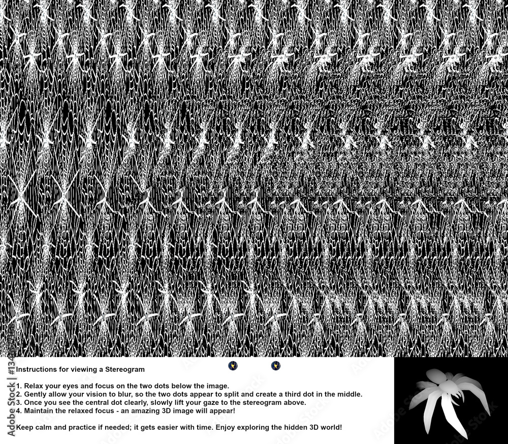 Póster Optical illusion stereogram with hidden 3D spider shape with ...