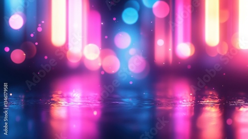 Neon Lights Reflection Abstract Background