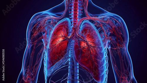 Human Heart and Lungs Anatomy X-ray Medical Illustration and 3D Medical Illustration of Human Heart and Lungs  Cardiovascular & Respiratory System Anatomy