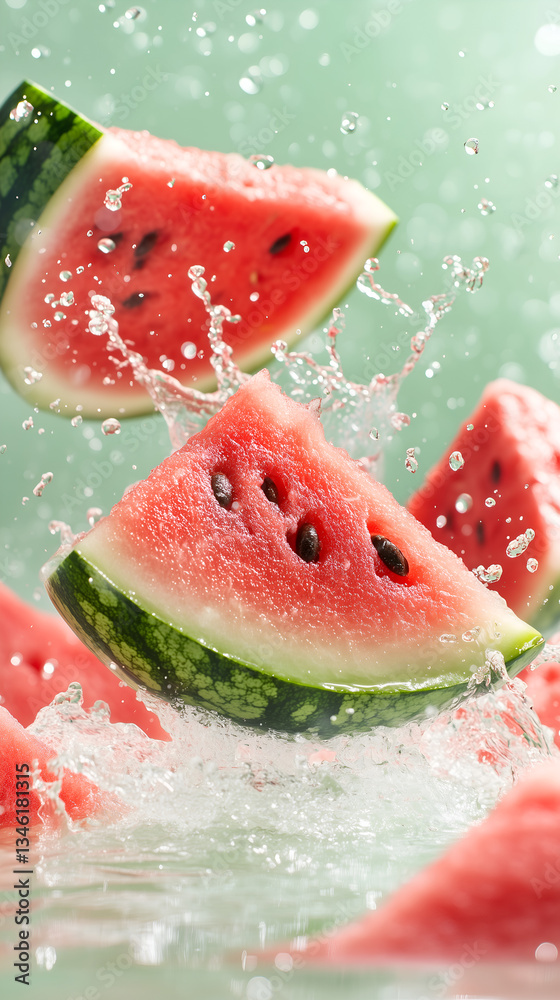 Summer Refreshment Watermelon and Water Droplets Summer Refreshment Watermelon and Water Droplets