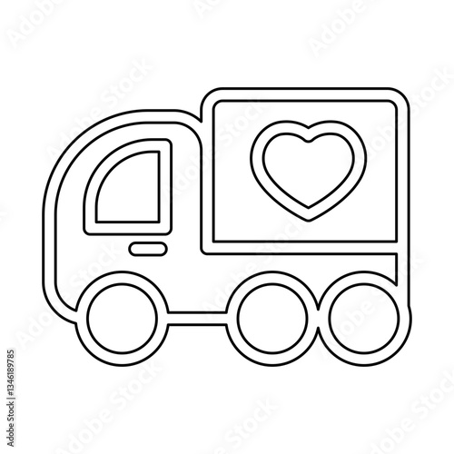 donation truck icon in line style