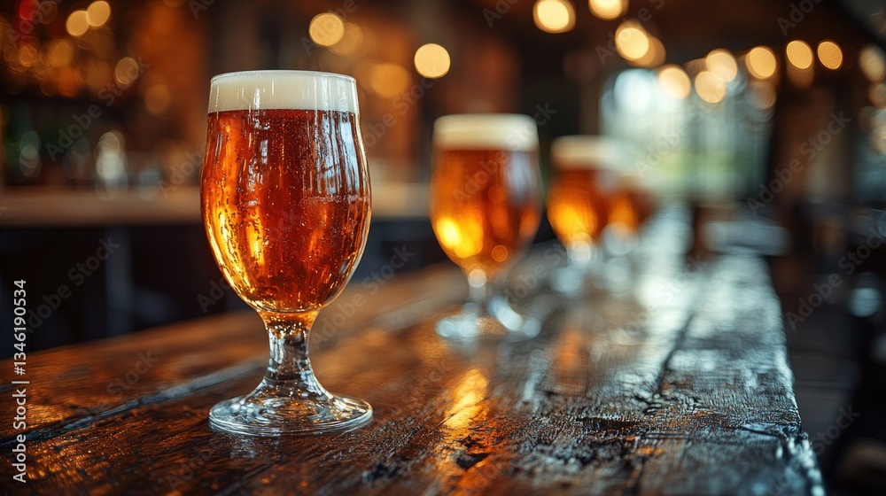 Craft Beer Tasting Event at a Brewery with Patrons Sampling Unique Brews and Discussing Flavor Profiles Craft Beer Tasting Event at a Brewery with Patrons Sampling Unique Brews and Discussing Flavor Profiles