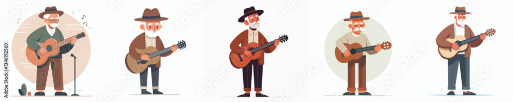vector of grandfather playing guitar vector of grandfather playing guitar