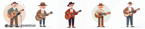 vector of grandfather playing guitar