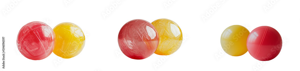 A white background serves as the setting for isolated red and yellow balloons A white background serves as the setting for isolated red and yellow balloons