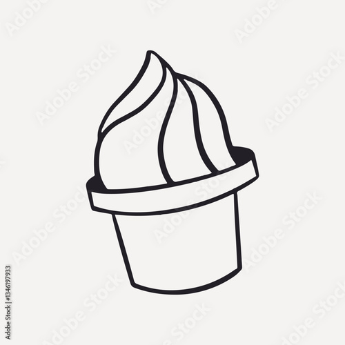 Ice cream retro line illustration, collage element vector