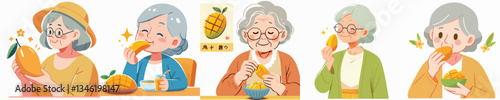 vector grandma eating mango