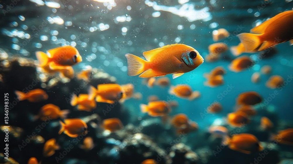 Fototapeta premium Orange fish underwater vibrant coral reef scene