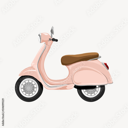 Pink scooter, vehicle illustration vector