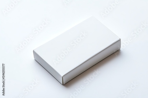 Blank white rectangular box on white background.