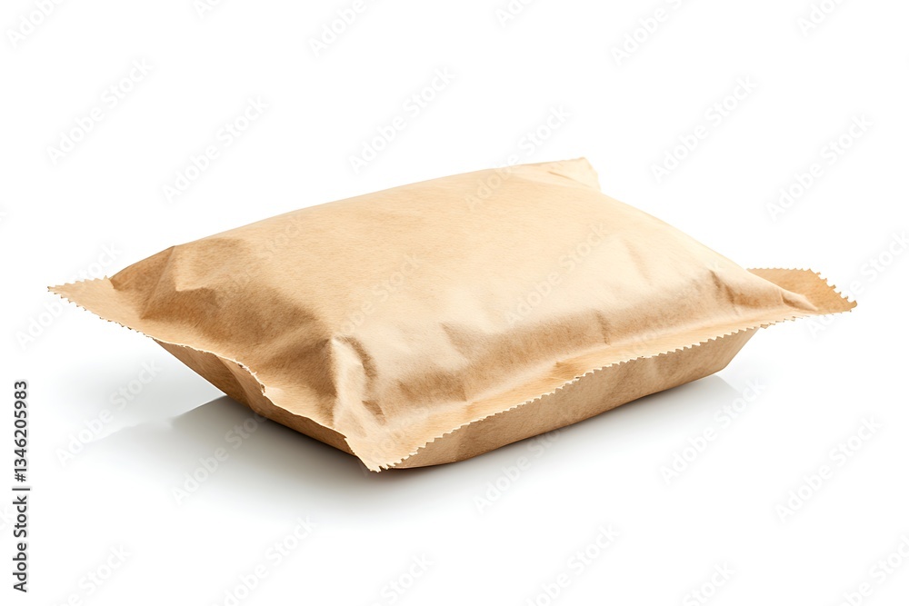 Kraft paper food pouch isolated on white. Kraft paper food pouch isolated on white.