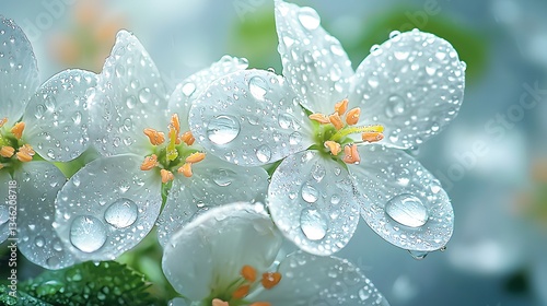 Delicate flowers with raindrops on their petals