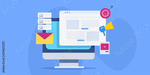 Website promotion, social media video and email marketing strategy, e-business branded content, omni channel marketing technology for target online users.