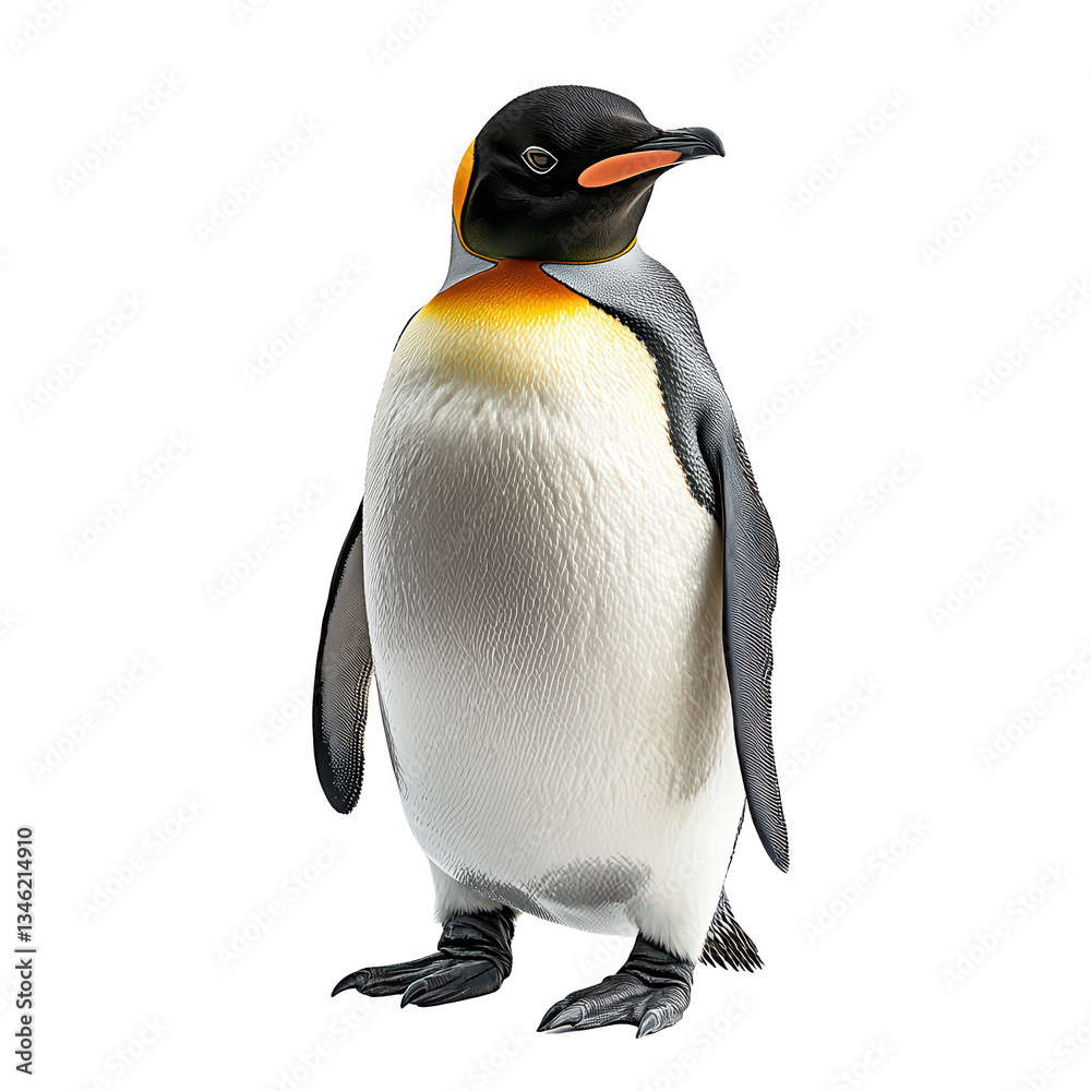 Fototapeta premium Full-body portrait of a penguin standing, on transparent background, png