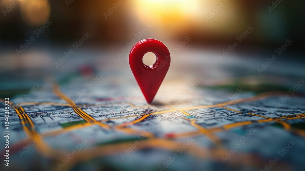 Red Location Pin on City Map for Local Business Search and SEO Navigation Concept