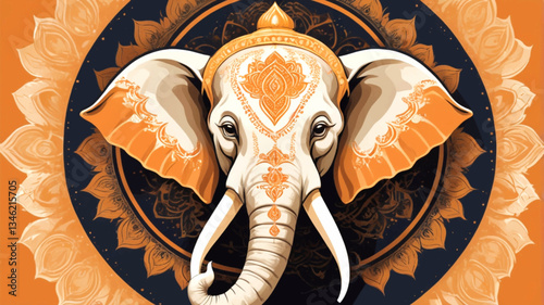 A sturdy vector elephant head facing forward