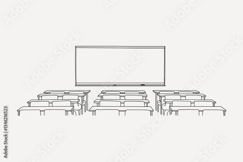 Classroom line art illustration vector