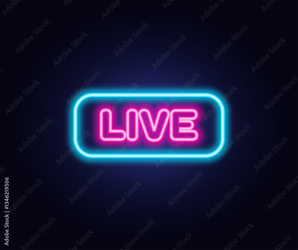 Neon sign Live for decoration and web design Neon sign Live for decoration and web design