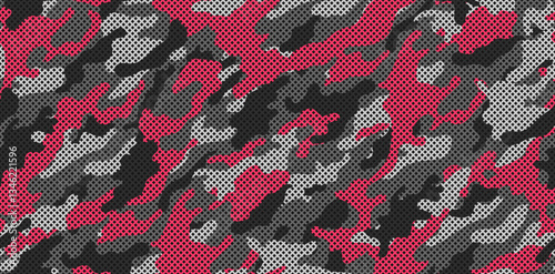 Dark Red camouflage, military pattern with grid. Camouflage seamless pattern