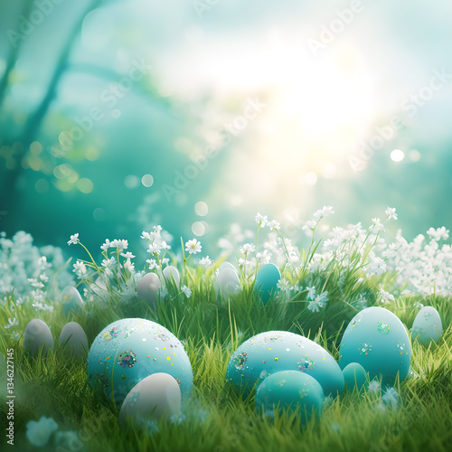 Easter eggs in the grass